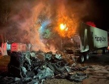 Dos vehículos de carga fueron incendiados intencionalmente esta semana en Tamazula y hay un fuerte operativo de seguridad en la zona. ESPECIAL