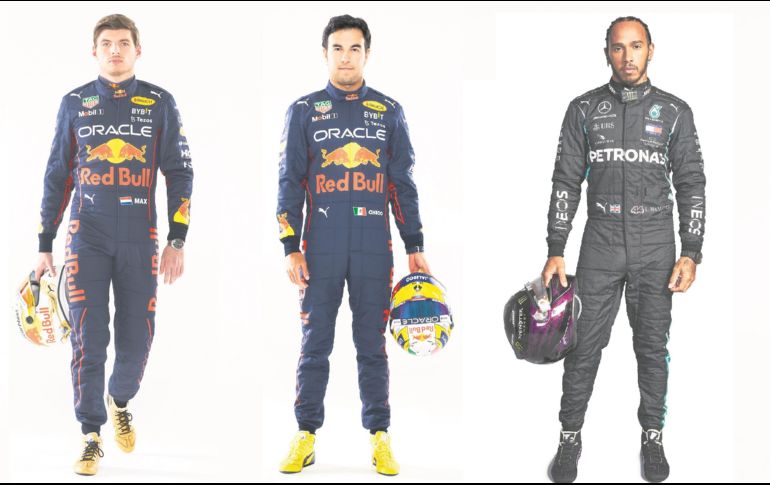La pelea entre Max Verstappen (izq.) y Lewis Hamilton (der.) será encarnizada, mientras que se espera que Sergio Pérez tenga mayor protagonismo. ESPECIAL/RB Content Pol/ Daimler AG