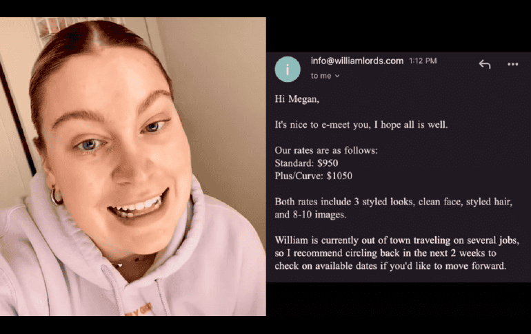 Una agente y una modelo lamentaron que la tarifa de este fotógrafo fuera diferente por un trabajo similar. TIKTOK: @meganmesveskas