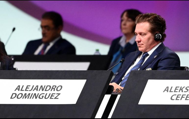 Alejandro Domínguez, presidente de la Conmebol, en el 72do Congreso de la FIFA. AFP/F. Fife