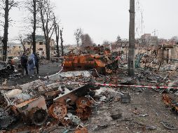 Tras un discursos solemne del Presidente Zelensky, éste difundió un vídeo con imágenes muy duras de las víctimas por la guerra de Rusia contra Ucrania. AFP / S. Dolzhenko