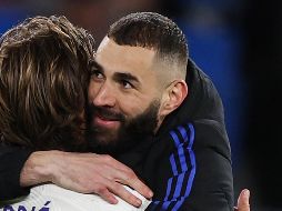 Karim Benzema marcó tres goles en la Ida de Cuartos de Final. AFP/ADRIAN DENNIS