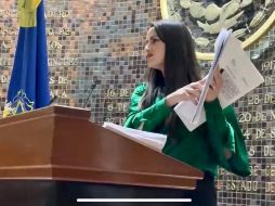 Previo a la votación, la diputada morenista, María Padilla Romo, cuestionó el proyecto y el papel que tendrá el Poder Judicial. ESPECIAL /