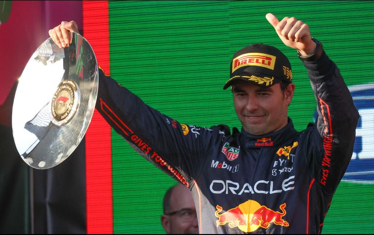 Sergio Pérez conquistó su primer podio del año. AP/A. Brendon