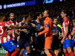 MUY CALIENTE. Al final del encuentro, se armó una bronca por una falta sobre Phil Foden. AFP/O. DEL POZO