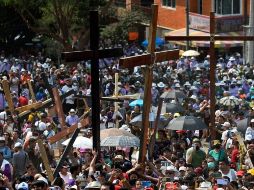 La representación de la Pasión de Cristo en Iztapalapa tuvo un formato híbrido este 2022. AFP/A. Estrella