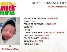 Alerta Amber: El menor recién nacido N N Pérez Gómez fue sustraído ayer en Tapachula, Chiapas. ESPECIAL