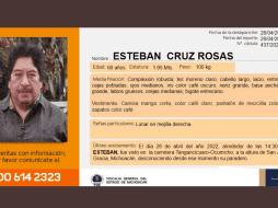 Cruz Rosas fue visto por última vez en el tramo carretero Ocumicho-Tangancícuaro, a la altura de San José de Gracia, municipio de Marcos Castellanos. TWITTER / @FiscaliaMich