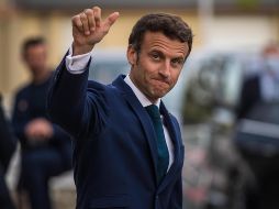 Macron critica que se atacase el jueves Kiev durante la visita del secretario general de la ONU, António Guterres, y el primer ministro búlgaro, Kiril Petkov. EFE / C. Petit Tesson