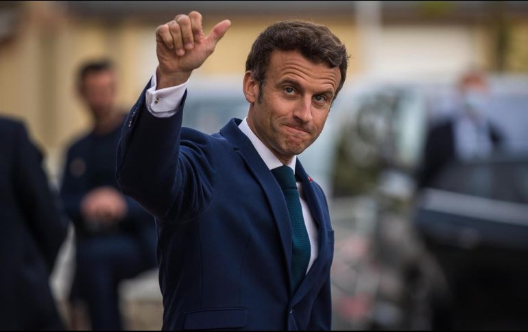 Macron critica que se atacase el jueves Kiev durante la visita del secretario general de la ONU, António Guterres, y el primer ministro búlgaro, Kiril Petkov. EFE / C. Petit Tesson
