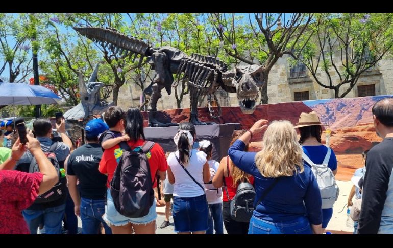 Familias enteras disfrutaron con los más pequeños de una prehistórica muestra que combina lo último en tecnología. EL INFORMADOR/G. Granados