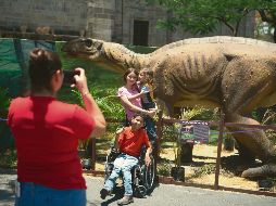 EMOCIONADO. Gerónimo y su familia vienen de San Miguel de la Paz sólo para conocer los dinosaurios expuestos en la Plaza de la Liberación. EL INFORMADOR/ G.Gallo