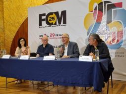 Durante la rueda de prensa estuvieron Daniela D´Ingiullo, soprano; Juan Trigos, compositor y director de The Last Hundred Ensamble; Sergio Alejandro Matos, director del Festival Cultural de Mayo, y Antonio Camacho de La Coperacha. CORTESÍA