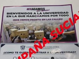 En redes sociales, los aspirantes publicaron imágenes de un volante que se les entregó a las afueras de algunos centros universitarios. ESPECIAL
