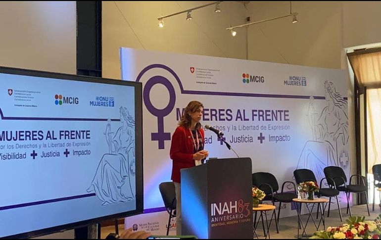Belén Sáenz representante de ONU Mujeres en México, participó en el encuentro Mujeres al frente por los derechos y la libertad de expresión.