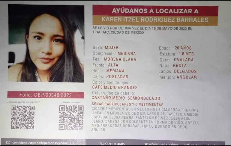 La joven Karen Itzel fue vista por última vez en la alcaldía Tláhuac el 19 de mayo. ESPECIAL