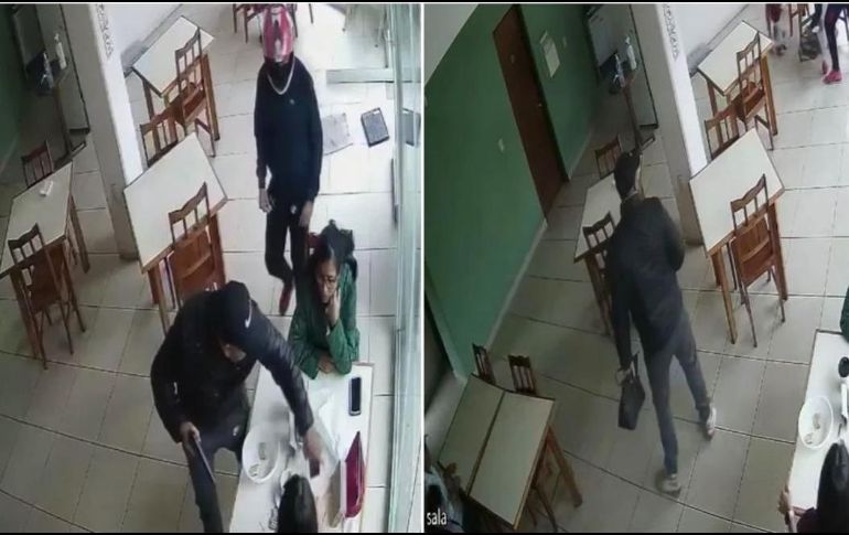En el video de unos 20 segundos de duración se aprecia cómo los sujetos se llevan carteras y celulares. ESPECIAL/CAPTURA DE VIDEO