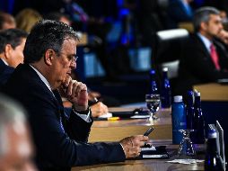 El canciller Marcelo Ebrard durante un evento desarrollado en el marco de la Cumbre de las Américas. AFP/C. Khanna