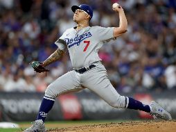 El mexicano Julio Urías trabajó hasta el sexto inning para ayudara a los Dodgers a evitar la barrida en la serie de tres partidos ante su inesperado némesis. AFP / M. Stockman