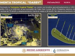 La tormenta tropical Darby se formó esta tarde en el Pacífico. ESPECIAL