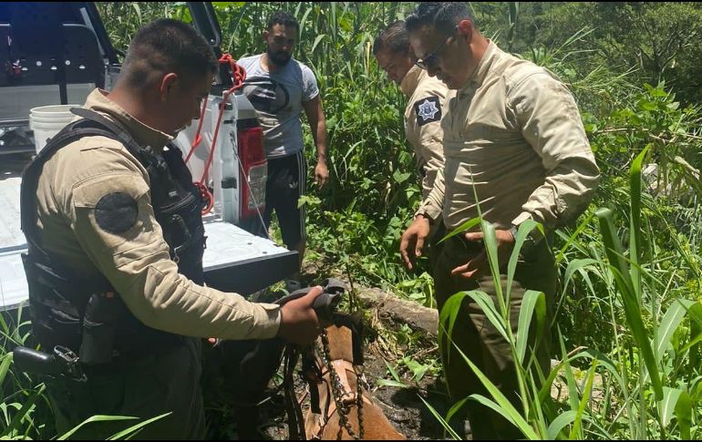 Los guardabosques fueron los encargados de rescatar al canino en la Barranca de Oblatos. ESPECIAL