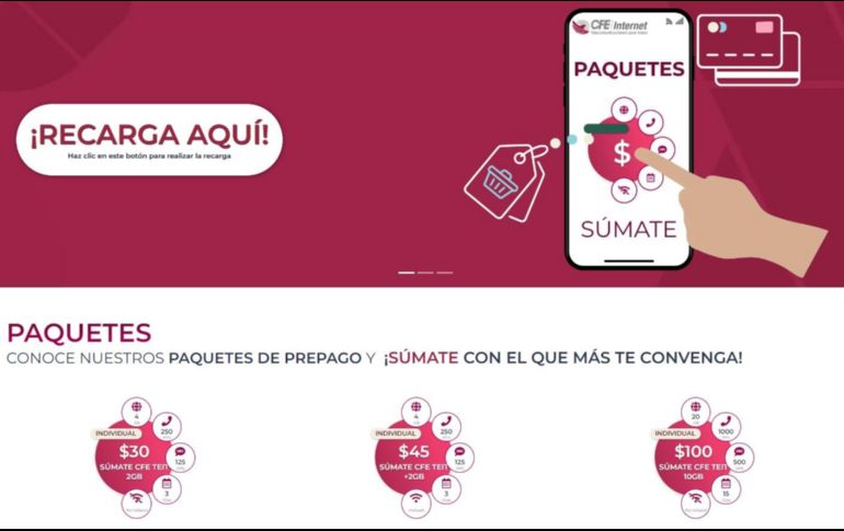  CFE Telecomunicaciones e Internet para Todos presentó 12 paquetes que van desde 30 pesos hasta 2100 pesos. ESPECIAL