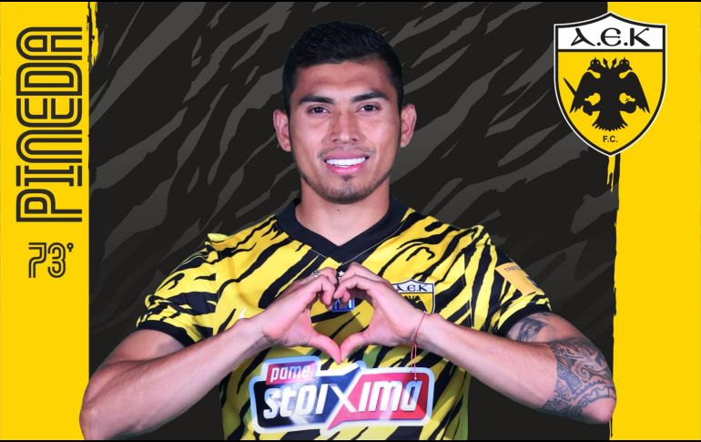 Orbelín Pineda se ha afianzado en la titularidad del conjunto griego. TWITTER/@AEK_FC_OFFICIAL