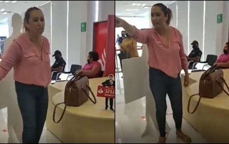 Lo que la mujer enardecida reclamaba era que le cambiaran 5 mil pesos en puros billetes de $20. ESPECIAL