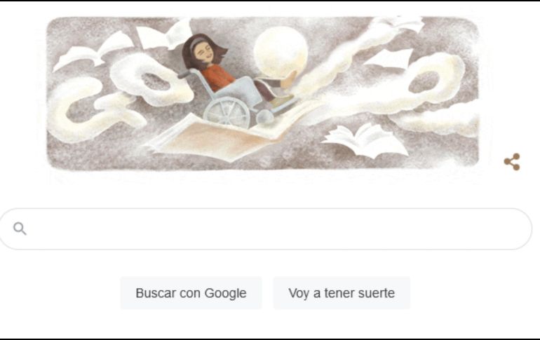 El buscador de Google muestra la imagen de la mexicana Gabriela Brimmer, a la que rinde homenaje con su doodle dinámico de hoy. ESPECIAL / Google