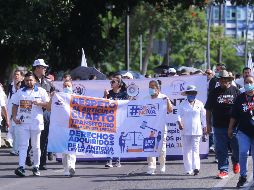 Este lunes, burócratas se manifestaron en el Centro de Guadalajara en rechazo a la reforma al Ipejal. EL INFORMADOR / C. Zepeda