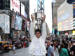 Carlos Alcaraz celebró su título en Times Square, en Nueva York. AFP/J.Finney