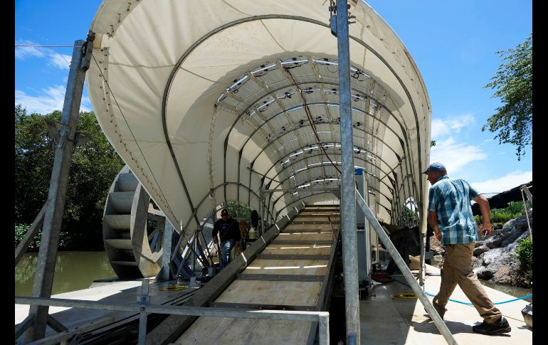La operación del interceptador de basura flotante, bautizado como Wanda Díaz, forma parte de los esfuerzos globales que buscan reducir la contaminación por plástico en los océanos. AP/A. Franco