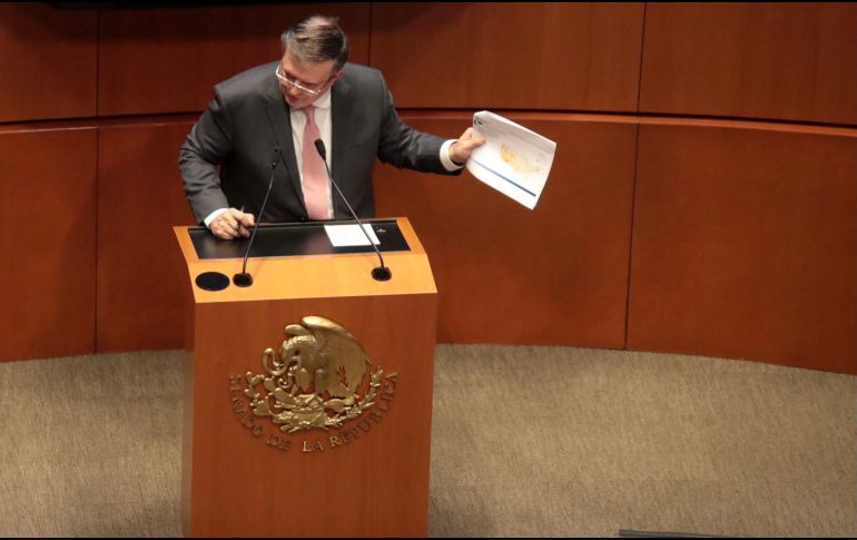 Marcelo Ebrard, secretario de Relaciones Exteriores, comparece en el Senado de la República para analizar el IV informe de Gobierno en materia internacional. SUN/E. Álvarez