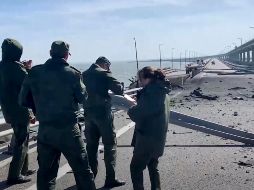 Imagen del puente de Crimea donde explotó esta madrugada camión. EFE / Comité de Investigación Ruso