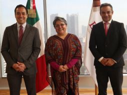 La secretaria de Economía, Raquel Buenrostro, presentó a Alejandro Encinas Nájera y Luis Abel Romero López como los nuevos subsecretarios de Comercio Exterior y de Industria y Comercio, respectivamente. TWITTER/ @SE_mx