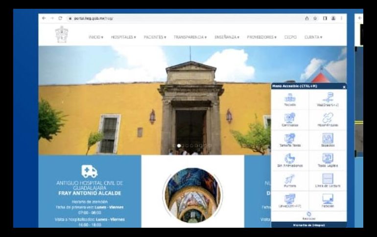 El botón del sistema INTEGRA2 se localiza en la parte inferior de la página web del Hospital Civil. ESPECIAL
