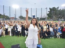 Gaby Cárdenas presentó su primer informe de actividades en el Parque de las niñas y los niños, en Zapopan. TWITTER/@GerardoQuirinoV