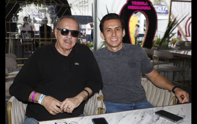 Jorge y Rodrigo Esqueda en el hospitality de Tequila Herradura. ESPECIAL