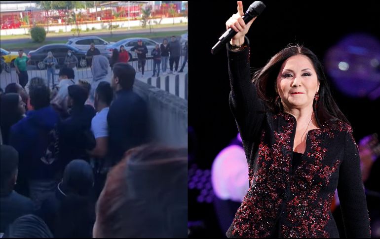 En los videos que usuarios han compartido, se observa como en la rampa de acceso que conduce a las taquillas, a un costado de ingreso habitual del Auditorio Telmex, varias personas discuten y comienzan a empujarse. ESPECIAL / AP