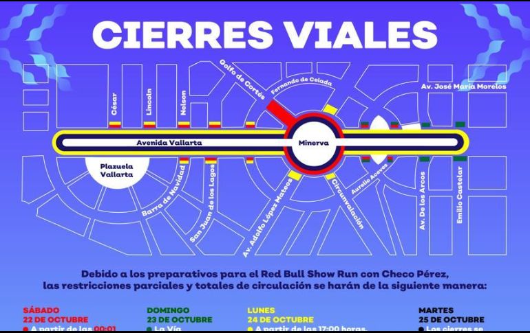 Conoce los cierres viales que tendrán lugar desde este sábado hasta el próximo martes. EL INFORMADOR/A. Navarro