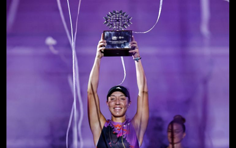 Jessica Pegula venció en dos sets a la griega Maria Sakkari con parciales de 6-2 y 6-3 para consagrarse campeona del GDL Open AKRON. EL INFORMADOR / C. Zepeda
