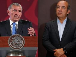 El secretario de gobernación Adán Augusto López Hernández y el ex presidente Felipe Calderón. EFE.