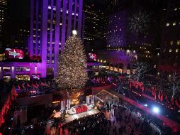 El enorme abeto será adornado con 50 mil luces LED multicolores y la estrella de Swarovski que se utiliza desde 2018. AFP/ARCHIVO