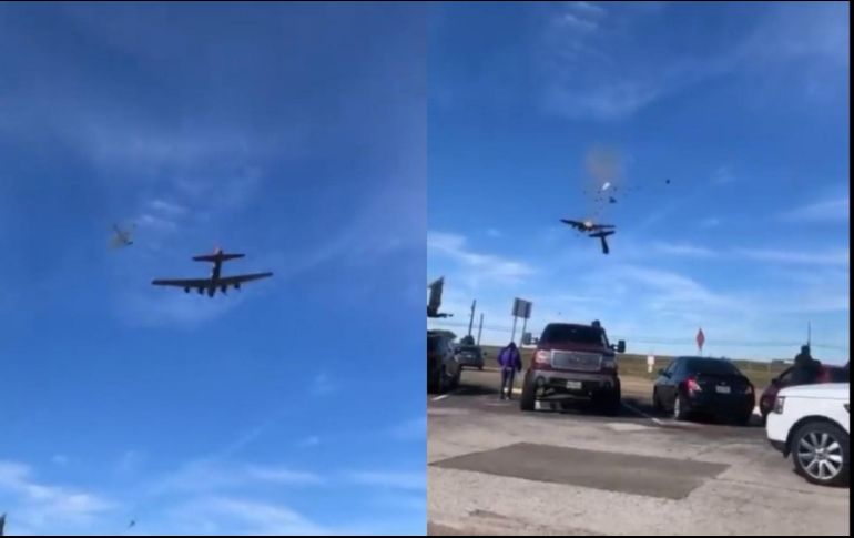 En el video difundido en redes sociales, se puede apreciar las dos aeronaves maniobrando en el cielo hasta que sufren un choque entre sí y ambas se desploman. ESPECIAL