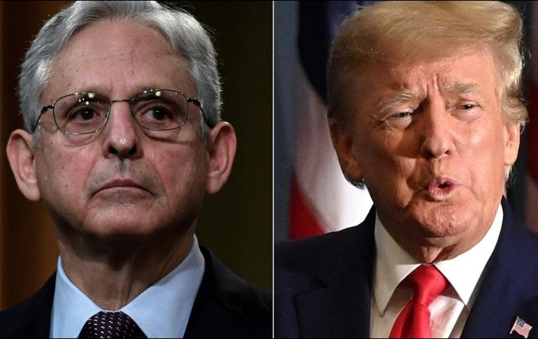 El fiscal general Merrick Garland y el expresidente Donald Trump en un combo de imágenes de archivo. AFP