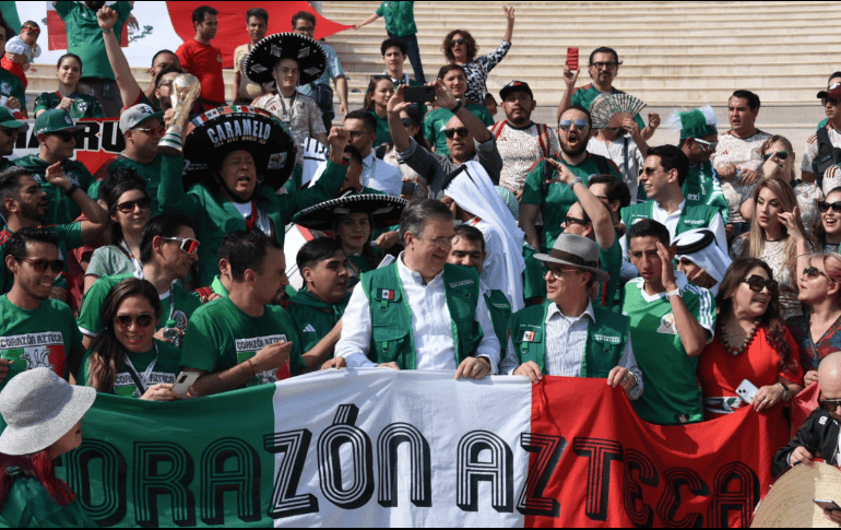 El titular de la SRE, Marcelo Ebrard, durante la inauguración del Centro México Qatar 2022 para brindar información y protección a connacionales. TWITTER / @SRE_mx