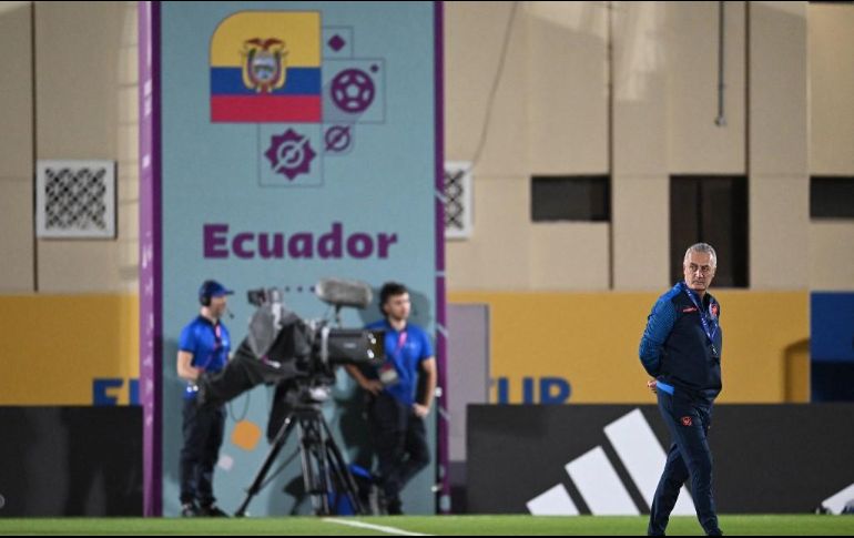 La Selección de Ecuador durante su primer entrenamiento en Qatar. AFP / R. Arboleda