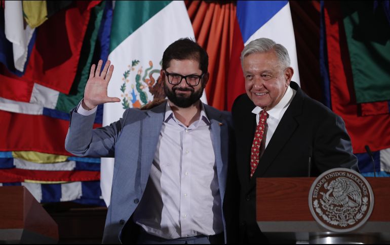 Gabriel Boric, presidente de Chile y el Presidente Andrés Manuel López Obrador ofrecieron una conferencia de prensa conjunta al finalizar su reunión en Palacio Nacional. EFE