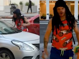 Facundo llevaba en la mano un bote con jabón, un trapo, una esponja y un jalador para vidrios para comenzar a hacerla de limpiaparabrisas. ESPECIAL