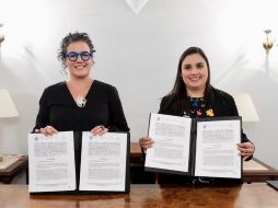 Las titulares de Cultura de ambos estados, Lourdes González Pérez y Melissa Segura Guerrero. ESPECIAL/Secretaría de Cultura